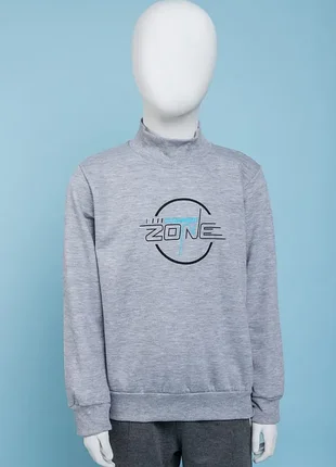 Свитшот для мальчиков 7089-2 серый гольф на флисе теплый