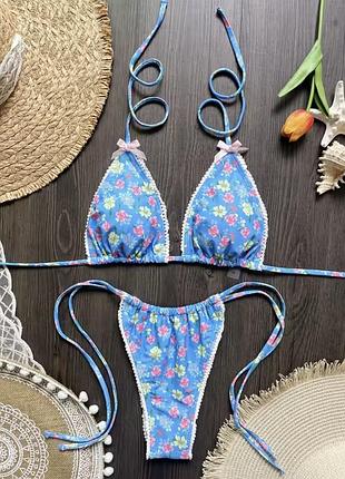 Купальник двойка,бюстгальтер и трусики с бантиками
