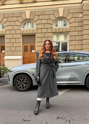 Жіноче довге класичне тепле кашемірове пальто | 2136