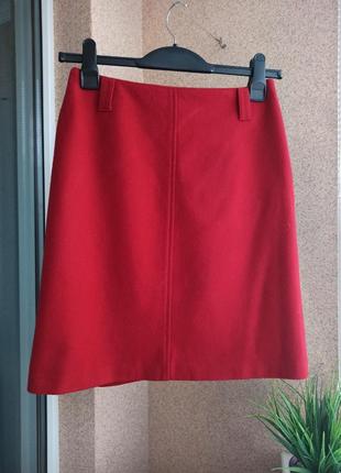 Красивая стильная теплая красная шерстяная юбка4 фото