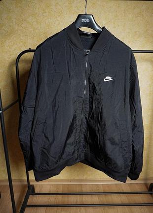 Nike чёрная нейлоновая куртка бомбер xl/2xl