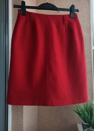 Красивая стильная теплая красная шерстяная юбка5 фото