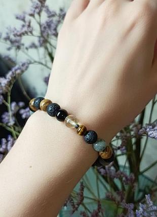 Браслет микс камней 8 и 6 мм для защиты авторский дизайн