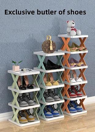 Проста складна поличка для взуття, 4 полиці штабельована пластикова поличка для взуття