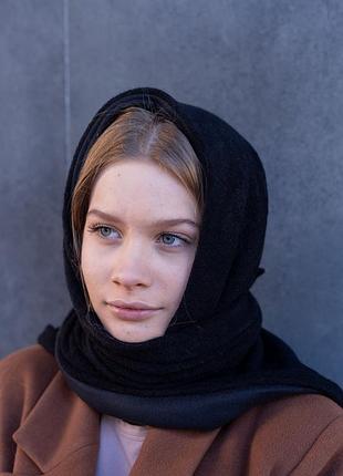 Косынка на голову женская зимняя теплая d.hats черного цвета 3