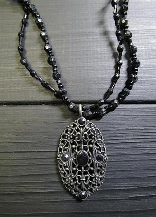 Колье черный овал винтаж