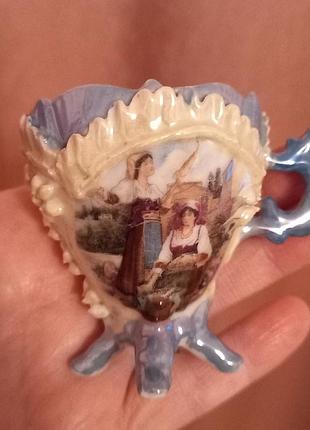 Антикварная кофейная чашка, фарфор, люстр, противень, ручная работа