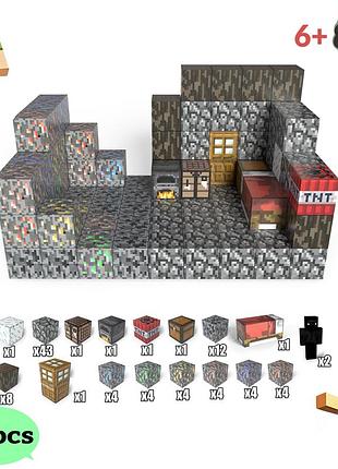 Магнитный конструктор для детей дом каменщика конструктор в стиле minecraft 94 деталей из дерева
