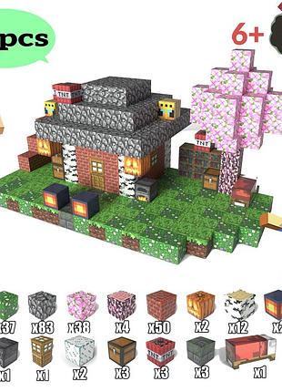 Магнитный конструктор для детей кирпичний домик конструктор в стиле minecraft 331 деталей из дерева
