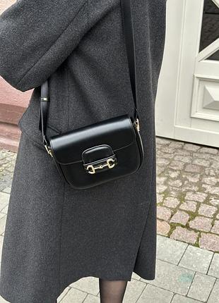 Сумка гуччи horsebit 1955 mini bag black soft