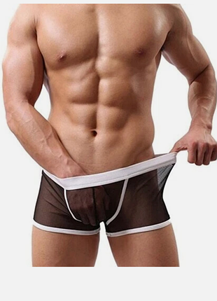 Мужские прозрачные трусы боксеры из сетки