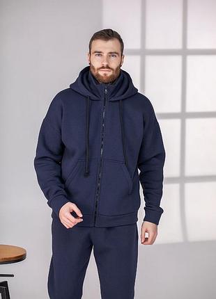 Топовий прогулянковий чоловічий спортивний костюм зіп худі вільного крою з кишенею кенгуру та шнурком і штани джогери на резинці