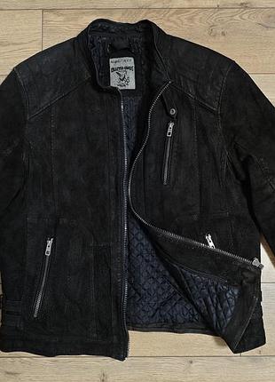 Angelo litrico р. xl кожаная замшевая мужская куртка стиль байкерская мото натуральная кожа замш