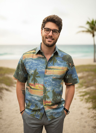 Стильна сорочка з коротким рукавом в принт бренду mckay