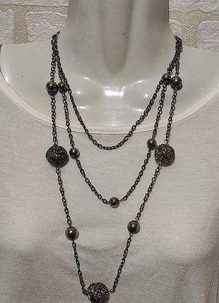 Ожерелье, многослойное, металлическое цепи с серьгами