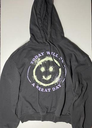 Сірий худі з принтом 🩶