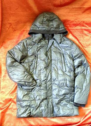 Стильный мужской демисезонный пуховик calvin klein (ck) с капюшоном, размер l