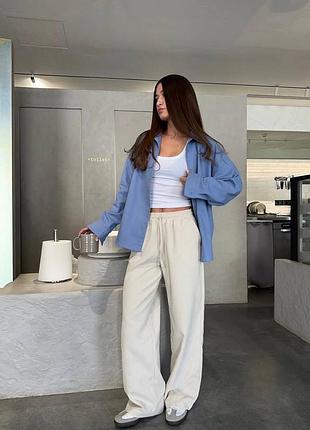 Молочные песочные бежевые вельветовые брюки свободного кроя foya s-m