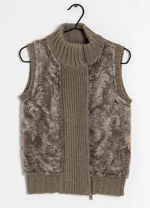 Меховой (овчина)жилет с альпакой и шерстью