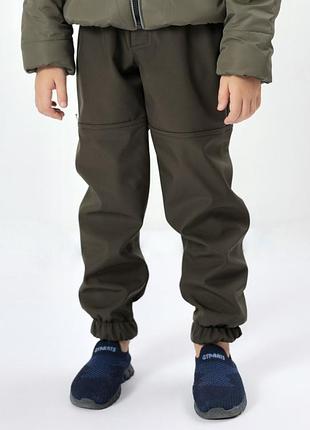 Штани теплі хакі джогери на флісі