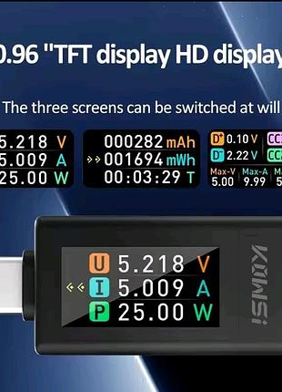 Багатофункціональний портативний зручний usb тестер kws 1902l вимірювач ємності, сили струму, напруги , потужності. білого кольору