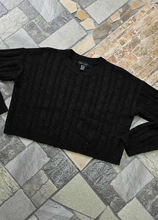 Черный свитер с косами new look (s) кроп