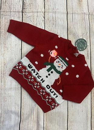 Светр дитячий новорічний червоний 9 міс. tex