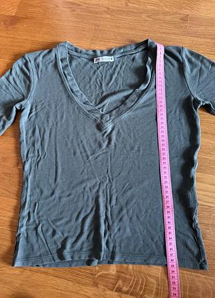 Стильна бавовняна мис футболка колір хакі zara