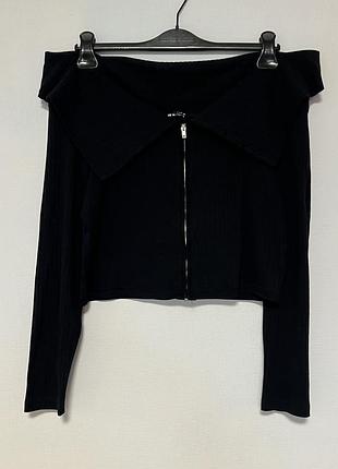 Кофта на замку спущені плечі в рубчик