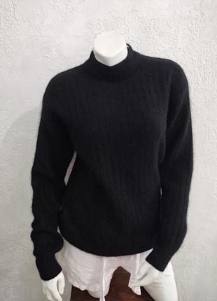 Свитер с высоким горлом , черный , ангора, шерсть