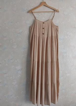 Сарафан женский primark 320910 s 44р., новый бежевый макси вискоза длинный