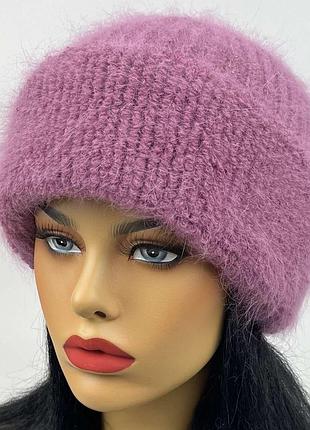 Женская теплая шапка ангора букле