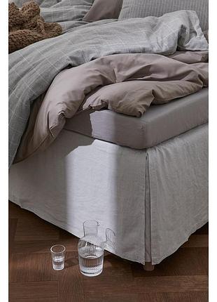 Простынь, ламбрекен со смесовым льном - серо-бежевый | h&m home
