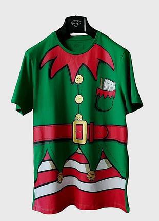 Новогодняя футболка с эльфом хлопок f&f футболка коттон