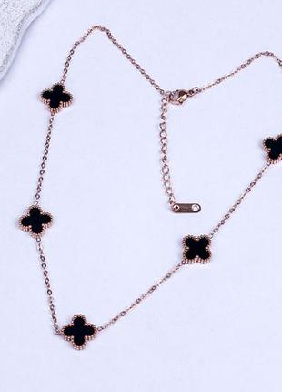 Колье клевер двусторонний, черный 5 штук