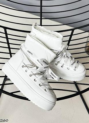 Накладной платеж ❤ зимние дутики дутики короткие луноходы со шнуровкой стразы