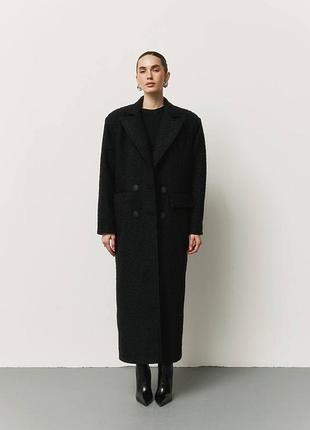 Фактурне двубортне пальто ідеального крою з преміальної вовняної тканини