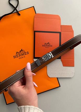 Ремень 2см кожа китай пояс из кожи коричневый серебро, ремень в брюки, ремень женский, ремень шоколад кожаный пояс стиль хермес кэлли hermes kelly