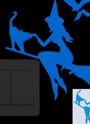 Стикер на халауїн фосфорний відьма 15 на 14 см синій