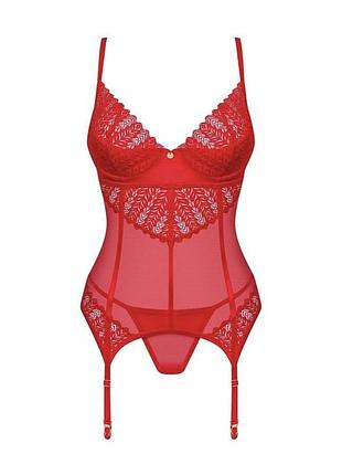 Комплект корсет та стрінги obsessive s, m, l, xl. ingridia corset & thong