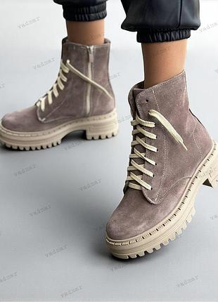 36-41 гг ботинки натуральная замша/кожа черный, шоколад, капучино.