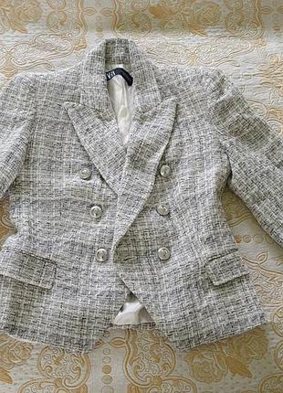 Твидовый пиджак zara xs