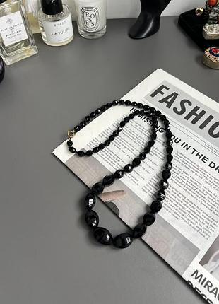 Вінтажне чорне скло скляне намисто 👇деталі в описі