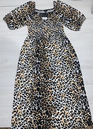 Довге плаття сукня в леопардовий принт на резинці нове peacocks 16 44 l