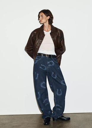 Джинсы barrel trf с высокой посадкой и подковами