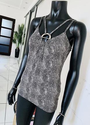 Серый топ с принтом питона на бретелях hallhuber, размер 36/38