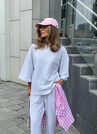 Трикотажный спорт костюм оверсайз