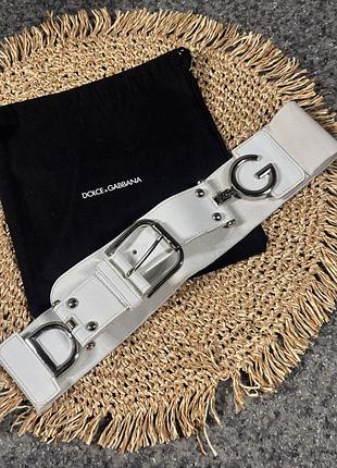 Білий ремінь резинка, пояс, ремінь брендовий оригінал dolce & gabbana❤️
