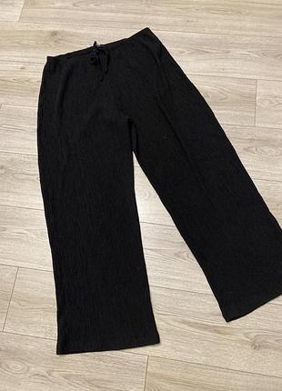 Стильні штани широкі фактурні чорні 18 хххл