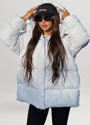 Пуховик женский зимний теплый оверсайз пуффер матовый стильный с капюшоном укороченный куртка дута модная белая